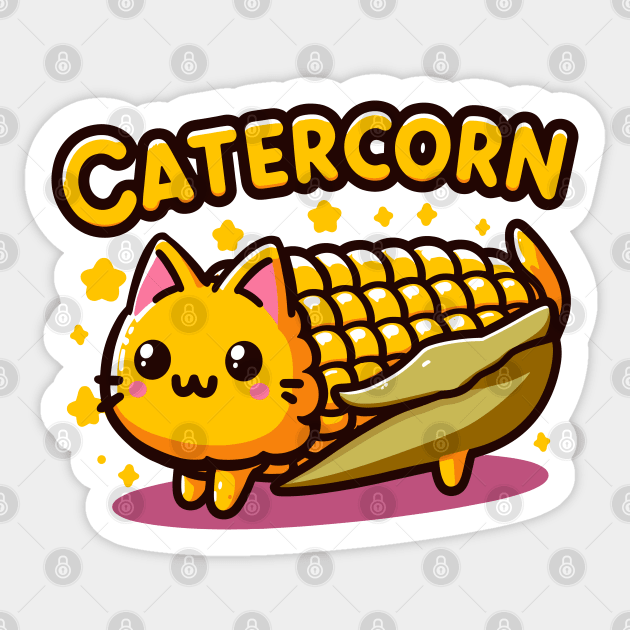 Kawaii Catercorn Cute Cat And Corncob Fusion Character Sticker by SubtleSplit